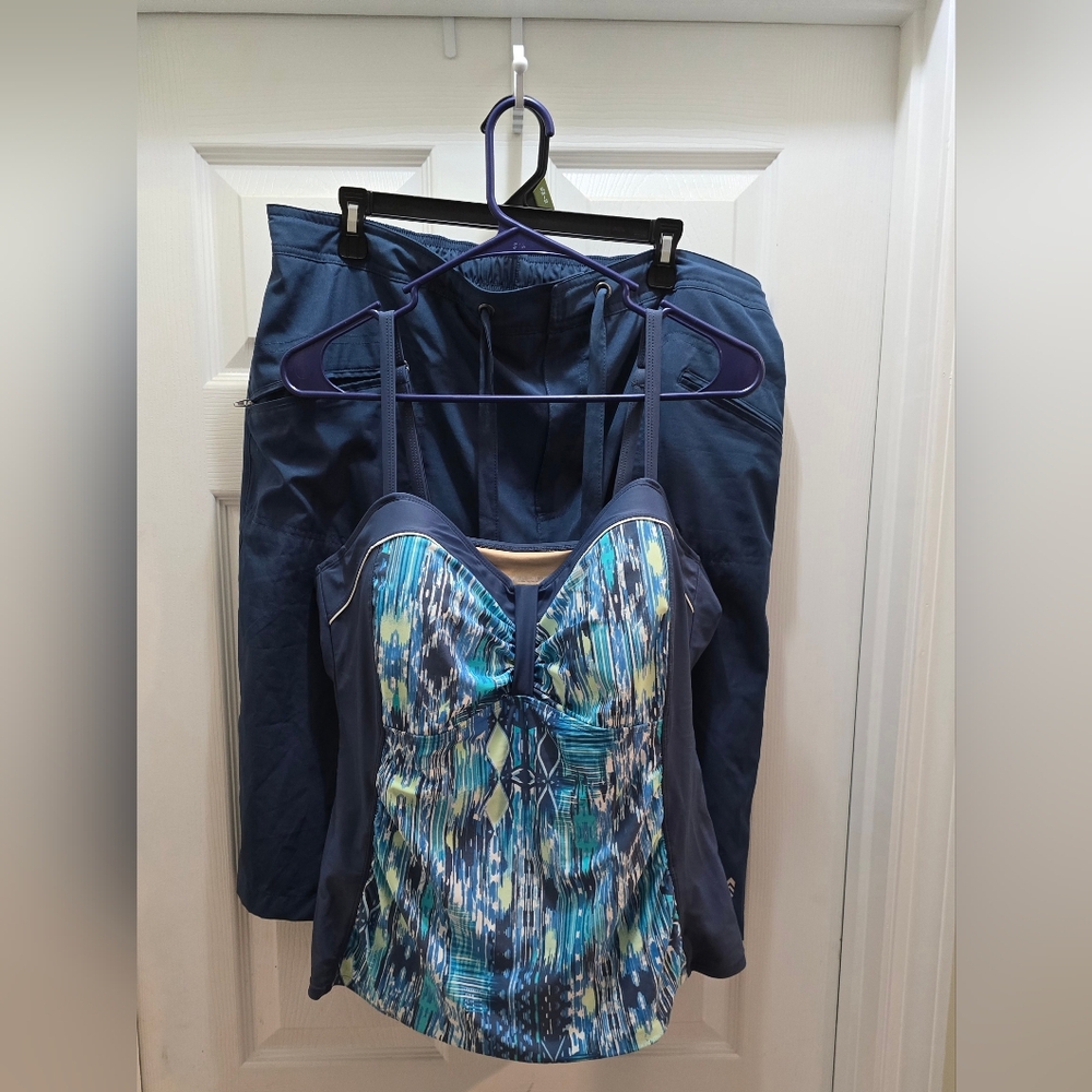 Free Country 2 Pc Blue Swimsuit Top/shorts